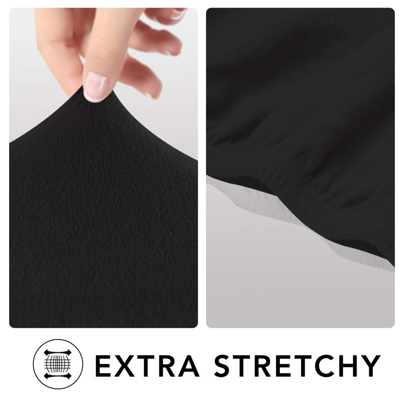 PureFit Super Stretch 4 Seater Sofa Slipcover â€“ Spandex Non Slip Soft Couch Sofa Cover, Washable Furniture Protector with Non Skid Foam and Elastic Bottom for Kids, Pets ï¼ˆXX Large, Blackï¼‰ - Image 4